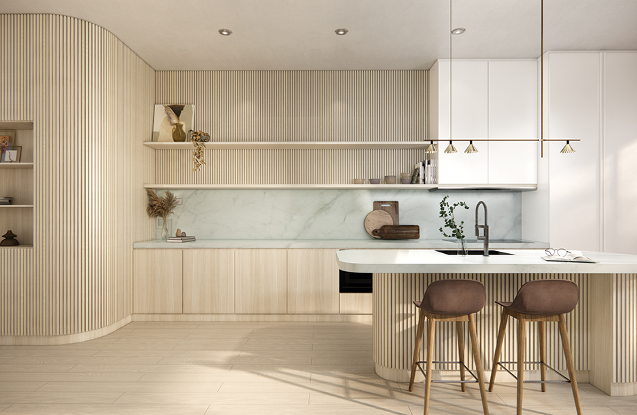 CR3200NM Ultra White Nude Matte / CR5018VC Calacatta Cava VCarve