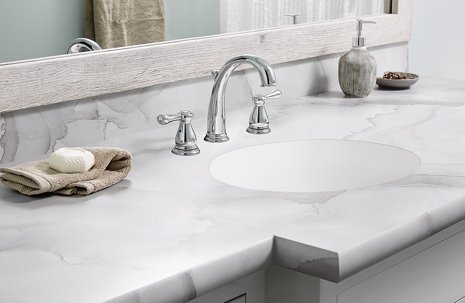 Watercolor Porcelain marble effects laminate bathroom countertop
