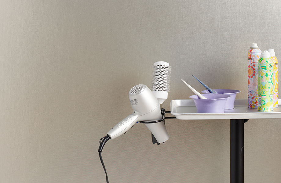 Formica DecoMetal Laminate M6422 Woven Argent beauty salon wall paneling