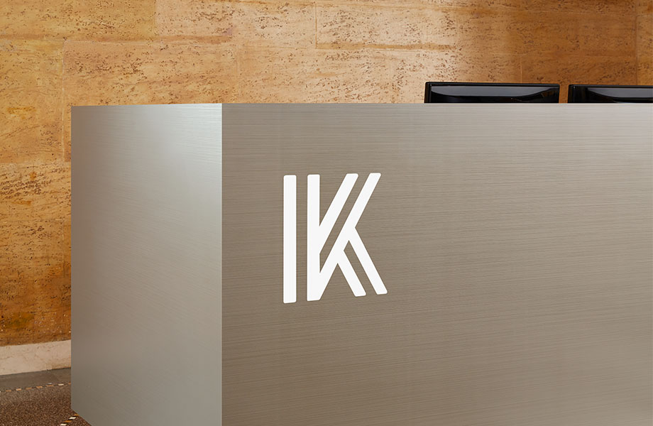 Formica DecoMetal® Laminate M3721 Platinum Linework reception desk