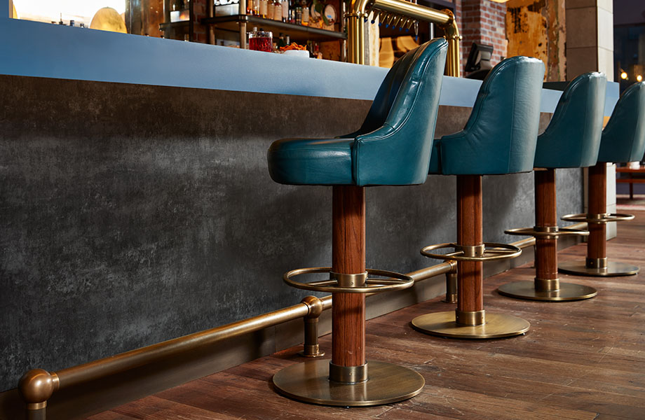 M9424 Copper Patina wall panels and 103 Frost desk