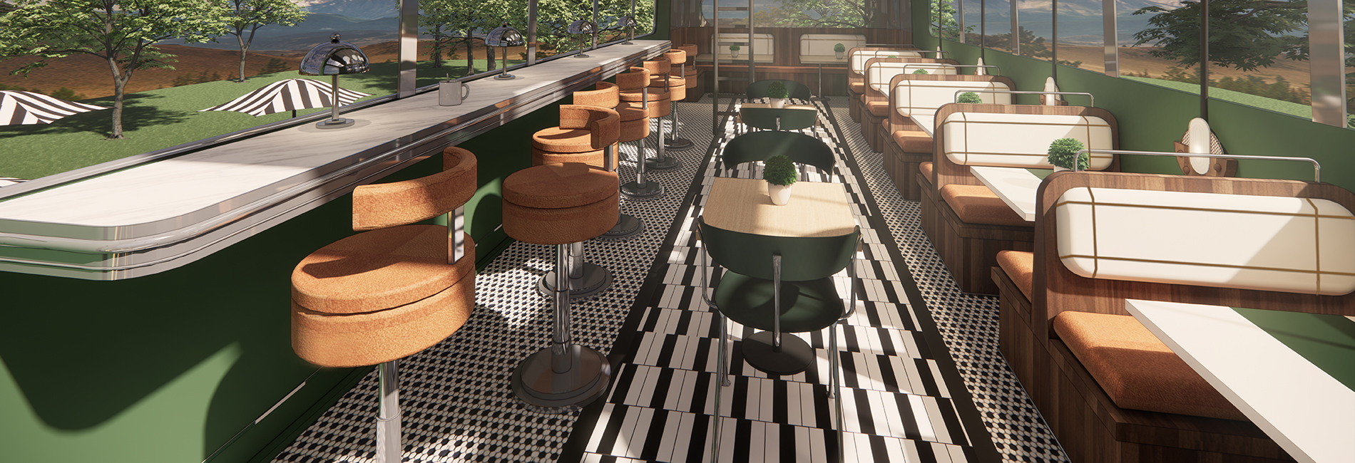 Diner truck interior