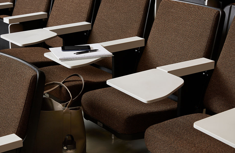 417 Gamma Gray solid surface auditorium desks with seats