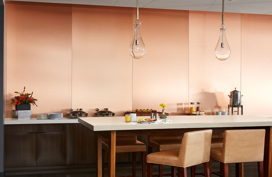 buffet line and table with M9428 Copper Stainless 413 Tumbled Glass 5790 43 Nut Brown Cherry 5793 NG Buff Elm